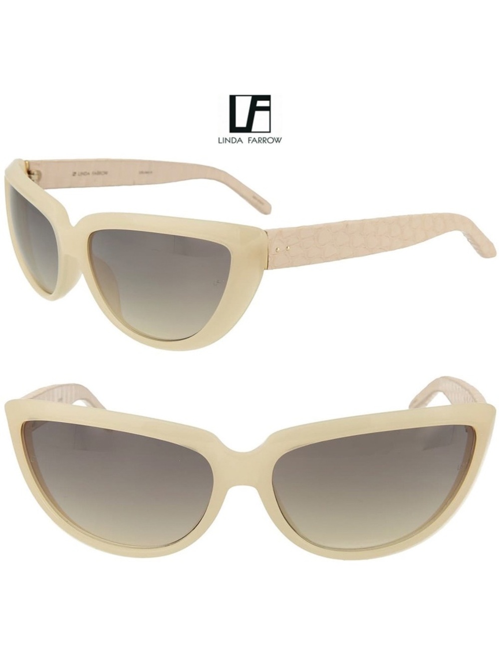 LINDA FARROW LFL305 C8 SHELL ASH SNAKE GRADIENT GREY CAT EYE SUNGLASSES. 63 mm